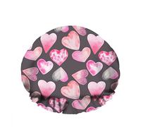 Double WaterproofCuffia da a da bagno Juicy Pink Colorful Love Heart Romantic Cartoon Riutilizzabile Fashion Shower Hat For Women Beauty, BathHair Spa, Home Hotel Travel Use