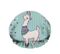 Double WaterproofCuffia da a da bagno Llama Cartoon Alpaca Animal Heart Sweet Happy Cute Riutilizzabile Fashion Shower Hat For Women Beauty, BathHair Spa, Home Hotel Travel Use