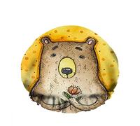 Double WaterproofCuffia da a da bagno Marrone Simpatico orso con fiori Dot Rose Yellow Riutilizzabile Fashion Shower Hat For Women Beauty, BathHair Spa, Home Hotel Travel Use