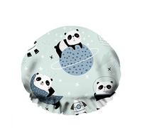 Double WaterproofCuffia da a da bagno Moon Stars Panda Cartoon Cute Starry Happy Riutilizzabile Fashion Shower Hat For Women Beauty, BathHair Spa, Home Hotel Travel Use
