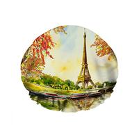 Double WaterproofCuffia da a da bagno Paris Eiffel Tower Tree River Art Boat Riutilizzabile Fashion Shower Hat For Women Beauty, BathHair Spa, Home Hotel Travel Use