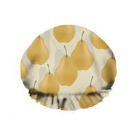 Double WaterproofCuffia da a da bagno Pere Juicy Color Fruit Art Yellow Botanical Shadow Riutilizzabile Fashion Shower Hat For Women Beauty, BathHair Spa, Home Hotel Travel Use