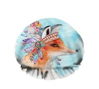 Double WaterproofCuffia da a da bagno Red Fox Wear Tribal Crown Garland Feather Head Riutilizzabile Fashion Shower Hat For Women Beauty, BathHair Spa, Home Hotel Travel Use