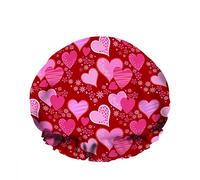 Double WaterproofCuffia da a da bagno Red Heart Shape Valentine's Day Love Sweet Pink Riutilizzabile Fashion Shower Hat For Women Beauty, BathHair Spa, Home Hotel Travel Use