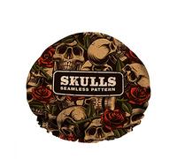 Double WaterproofCuffia da a da bagno Skull Rose Tattoo Bone Dark Evil Rock Hipster Riutilizzabile Fashion Shower Hat For Women Beauty, BathHair Spa, Home Hotel Travel Use