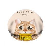Double WaterproofCuffia da a da bagno Slogan Cute Cat Bowl Kitty Eyes Face Yellow Riutilizzabile Fashion Shower Hat For Women Beauty, BathHair Spa, Home Hotel Travel Use