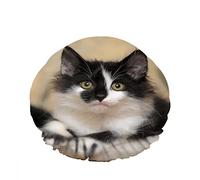 Double WaterproofCuffia da a da bagno Smallffy Black White Kitten Funny Face Cat Riutilizzabile Fashion Shower Hat For Women Beauty, BathHair Spa, Home Hotel Travel Use