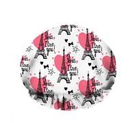 Double WaterproofCuffia da a da bagno Torre Eiffel nera Rosa Love Heart Bow Word Riutilizzabile Fashion Shower Hat For Women Beauty, BathHair Spa, Home Hotel Travel Use