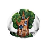 Double WaterproofCuffia da a da bagno Tree HouseGnome Cottage Oak Riutilizzabile Fashion Shower Hat For Women Beauty, BathHair Spa, Home Hotel Travel Use