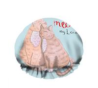 Double WaterproofCuffia da a da bagno Two Cats Love Romance Stick Together Letter Smile Riutilizzabile Fashion Shower Hat For Women Beauty, BathHair Spa, Home Hotel Travel Use