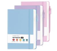 DoubleCare Set di 3 quaderni in pelle con 3 penne, quaderni a righe A5, 180 pagine, copertina rigida, diario per ufficio, scuola, scrittura (3 colori 21,1 x 14,5 cm)