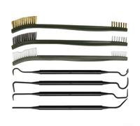 Doubleend - Set di spazzole metalliche e plettro in nylon per pulizia auto, con design in acciaio, multifunzione, 3 spazzole e 4 plettri