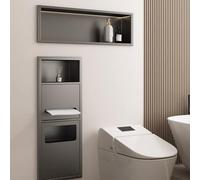 DoubleLayer - Mensola impermeabile per doccia, a prova di perdite, in acciaio inox, per bagno, bidone della spazzatura da incasso e cassetto della carta, 70 x 28 cm