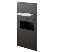 DoubleLayer - Mensola impermeabile per doccia a tenuta stagna, organizer con cestino da incasso e cassetto per carta, accessorio da bagno in acciaio inox nero, 52 x 20 cm