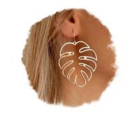 Doubnine Orecchini a forma di foglia di palma, monstera, linea dorata, orecchini pendenti bohémien, estivi, festival, gioielli da donna, Plastica Metallo, lega di zinco.