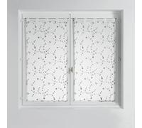 Douceur d'Intérieur. Coppia di tende dritte con passanti, 60 x 120 cm, velate, sabbiate, ricamate con piccoli fiori, colore: bianco/grigio.