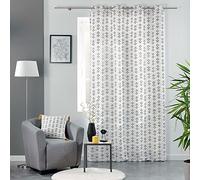 douceur d 'intérieur Tenda con Occhielli, 140 x 240 cm, in Cotone, Stampa letiko Bianco