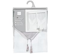 Douceur d'Intérieur 1620387 - Doppia tenda in voile con pompon, 60x120 cm, colore: Bianco/Grigio