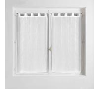Douceur d'intérieur, Coppia di Tende con Passanti (2 x 90 x 120 cm), Linahe Bianco, Vela sabbiata con Fili di ciniglia