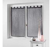 Douceur d'intérieur, Coppia di Tende con Passanti (2 x 90 x 160 cm), filiane Antracite, Velo sabbiato