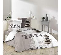 Douceur d'Intérieur 1641550 - Set biancheria da letto Zen Pebble con 2 federe, in cotone, multicolore, 240 x 220 cm