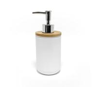 Douceur d'Intérieur 1801409 Dispenser Sapone, Poliestere+Bambù, Bianco, (0) 7,2x16CM