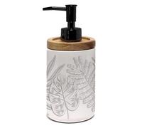 Douceur d'Intérieur Amber Dispenser Sapone, Diametro 7,50 x 17 cm, Ceramica Stampata e Bambù