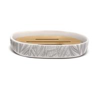 Douceur d'Intérieur Amber Portasapone, 12,3 x 8,3 x 2,3 cm, Ceramica Stampata e Bambù