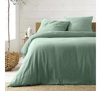 Douceur d'Intérieur Angelia Parure 3 Pezzi, 240 x 220 cm, Salvia, Garza di Cotone