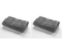 Douceur d'Intérieur, Asciugamano ospite (30 x 50 cm) Teneresse Antracite, Spugna Tinta unita (Confezione da 2)