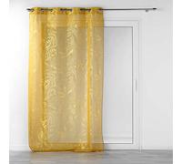 Douceur d'Intérieur, Belflor - Tenda con occhielli, 140 x 240 cm, colore: Giallo/Oro, con stampa metallizzata