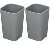 douceur d'Intérieur Bicchiere da Bagno di plastica 7 x 7 x 11 cm Vitamina Grigio (Confezione da 2)