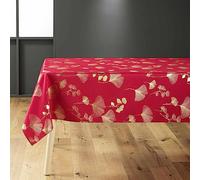 Douceur d'Intérieur Bloomy Tovaglia Rettangolare, 150 x 300 cm, Rosso e Oro, Poliestere Stampato Metallizzato