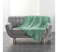 Douceur d'Intérieur, Coperta in flanella tinta unita, 180 x 220 cm, colore: salvia