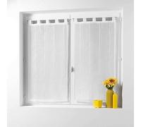 Douceur d'intérieur, Coppia di Tende con Passanti (2 x 45 x 120 cm) Linahe Bianco, Vela sabbiata con Fili di ciniglia
