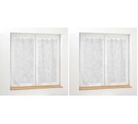 Douceur d'Intérieur, coppia di tende con passanti (2 x 60 x 120 cm) Karla, bianco, tulle operato applicato (Confezione da 2)