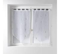 Douceur d'Intérieur - Coppia di tende, con pompon e passanti, 90 x 120 cm, velate, sabbiate, con fili di ciniglia, colore: Grigio