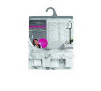 Douceur d'Intérieur Coppia di tende dritte con passanti, 60 x 90 cm, velate, sabbiate, ricamate con piccoli fiori, colore: bianco/grigio.