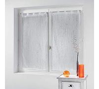 Douceur d'Intérieur - Coppia di tende dritte con passanti, in voile, color sabbia, con applicazioni filiane color bianco, 2 pezzi, 90 x 160 cm