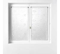 douceur d'intérieur, Coppia di tende passapasta (2 x 60 x 90 cm) con cappuccio bianco, velo sabbiato ricamato