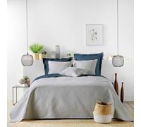 Douceur d'Intérieur, Copriletto trapuntato (240 x 260 cm) e 2 federe (60 x 60 cm) Romane Grigio, Microfibra tinta unita