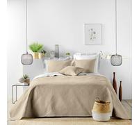 Douceur d'Intérieur, Copriletto trapuntato (240 x 260 cm) e 2 federe (60 x 60 cm) romane lino, microfibra tinta unita