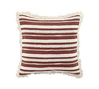DOUCEUR D'INTERIEUR Cuscino sfoderabile con frange, colore: terracotta, 40 x 40 cm