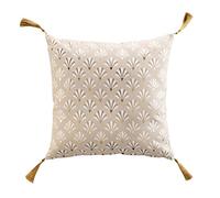 Douceur d'Intérieur, Cuscino sfoderabile con pompon 40 x 40 m, cotone stampato metallizzato, Rafina