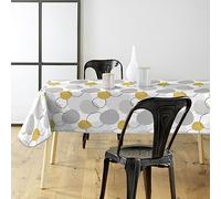 Douceur d'Intérieur Disco Tovaglia Rettangolare, 140 x 240 cm, Giallo, PVC Stampato