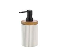 Douceur d'Intérieur, Dispenser di Sapone (Diametro 8 x 17 cm) Niagara, Bianco, poliresina e Acacia