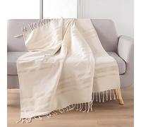 Douceur d'Intérieur Doreline Plaid con Frange, 125 x 150 cm, Cotone Jacquard e Fili Metallizzati