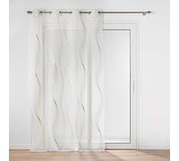 Douceur d'Intérieur Elona Tenda con Occhielli, 140 x 240 cm, Oro, Velo Sabbiato Stampato Metallizzato