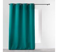 Douceur d'Intérieur, Essenziale - Tenda con occhielli (140 x 260 cm) blu pavone, poliestere tinta unita