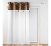 Douceur d'Intérieur, Evie - Tenda con occhielli, 140 x 240 cm, colore: Cioccolato sabbiato con velours e pompon
